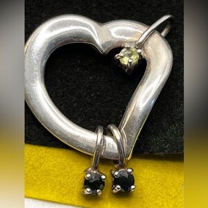 LENOX 925 Sterling Silver Vintage Heart Pendant with Gemstones